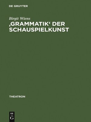 cover image of 'Grammatik' der Schauspielkunst